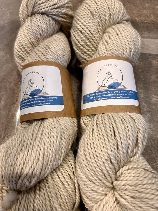 Alpaca Aran Yarn- 100% Natural: White