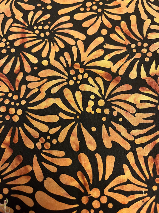 Bargain Bin Fabric: Batik--Black, yellow, orange 1 yard- MB