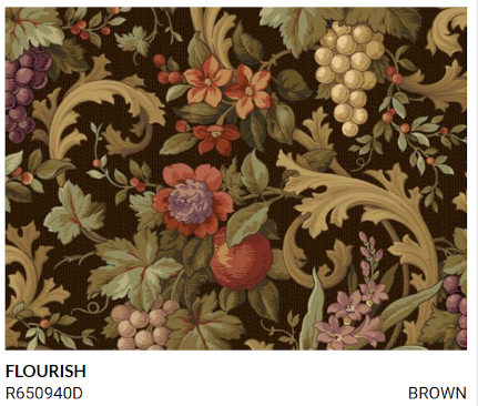 Marcus Fabrics; Bountiful Harvest, Flourish-Brown; 44-45" wide