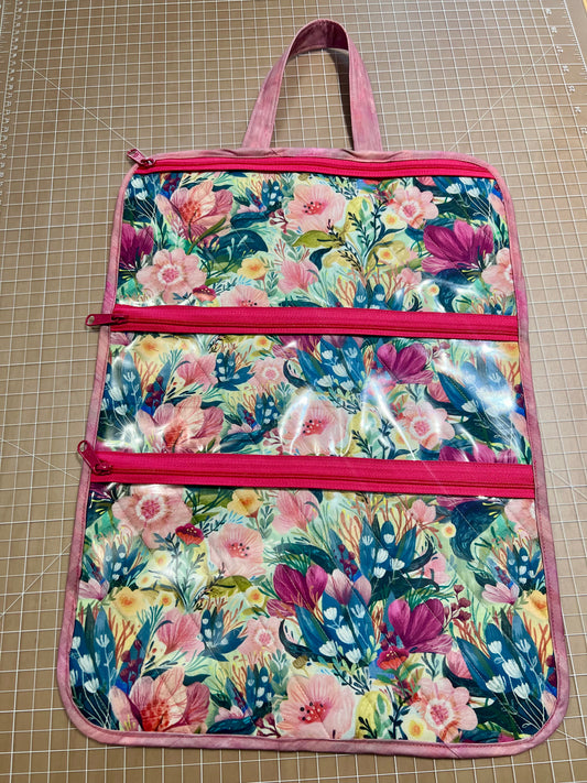 Handmade Project Bag; Front/Back Zipper Pockets.