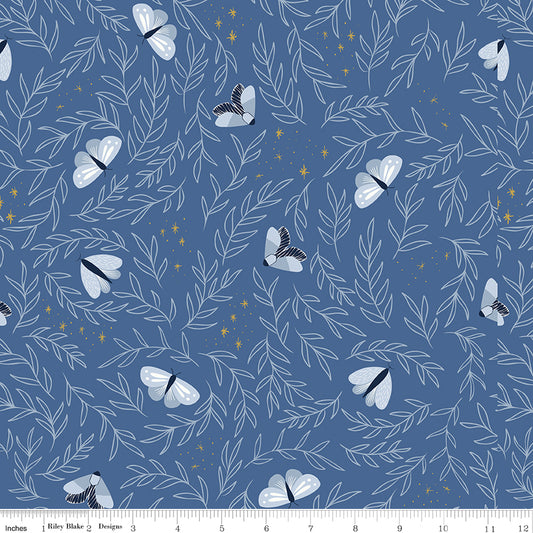 Riley Blake, Moon Child Moths Denim, Quilt Cotton Fabric