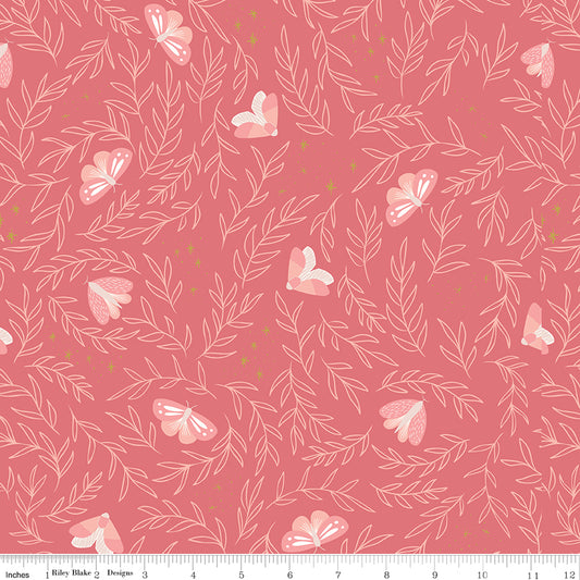 Riley Blake, Moon Child Moths Raspberry, Quilt Cotton Fabric