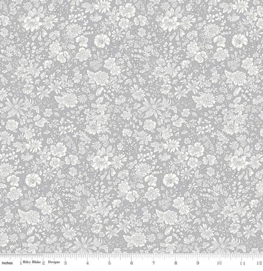 Riley Blake, Liberty, Emily Belle Collection, Steel, Quilt Cotton Fabric,