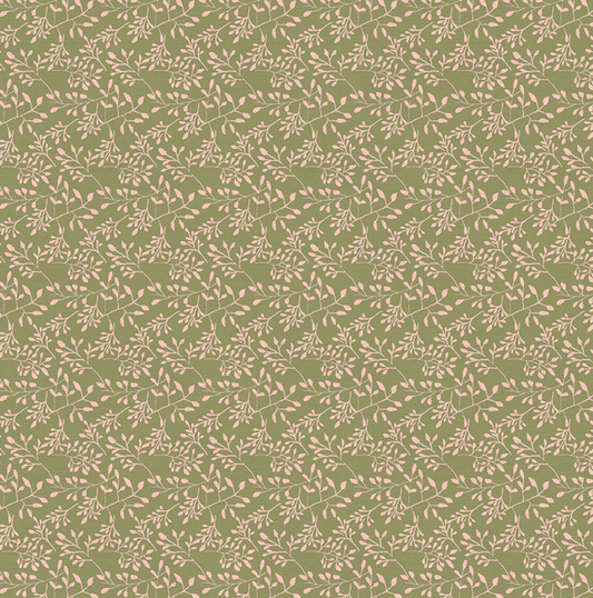 Paintbrush Studios Fabric- Autumn Breeze: Branches/Green-Peach ; 44/45" wide